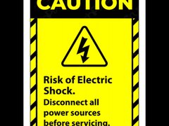 Sign caution risk of electric shock disconnect all power sources before servicing